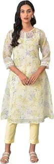 W for Woman Ecru Floral Printed Kota Inner Kurta