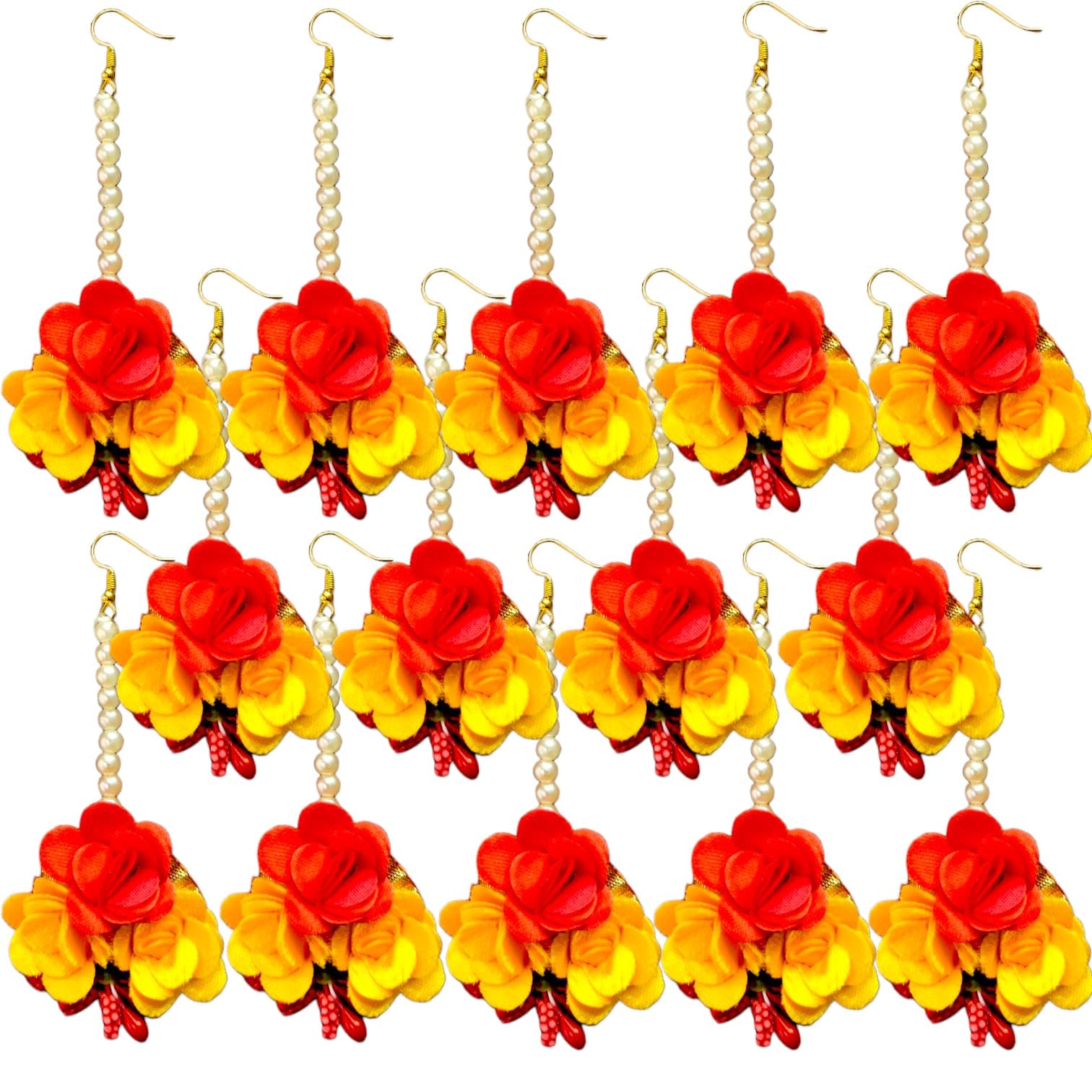 (Pack of 24) Haldi Ceremony Maang Tikka Bridal Floral Jewellery Mehendi Function Wedding