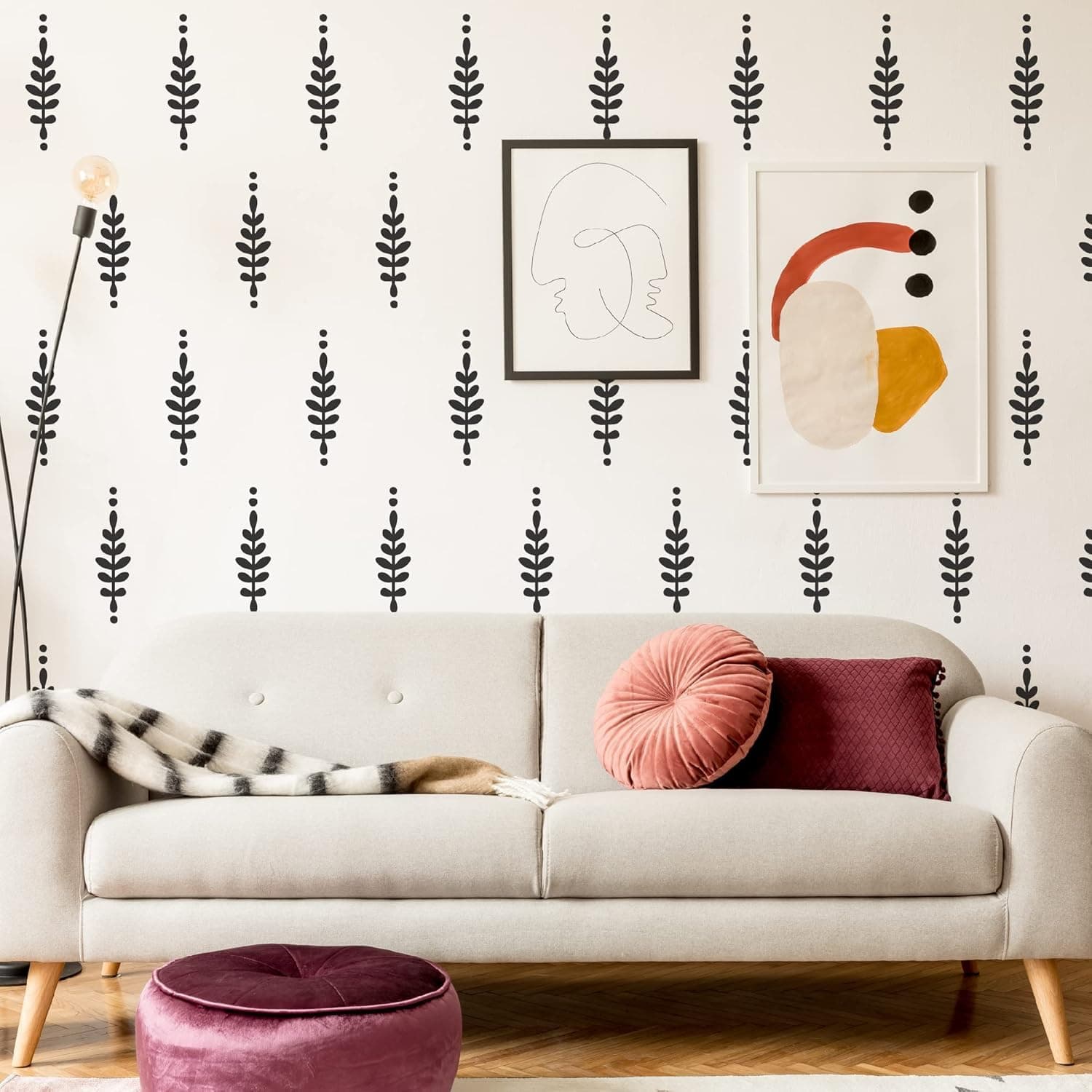 INKFENCE 17 cm Flower Stickers A Room with Floral Vinyl Leaves Wall Sticker Self Adhesive Sticker (Pack of 1)