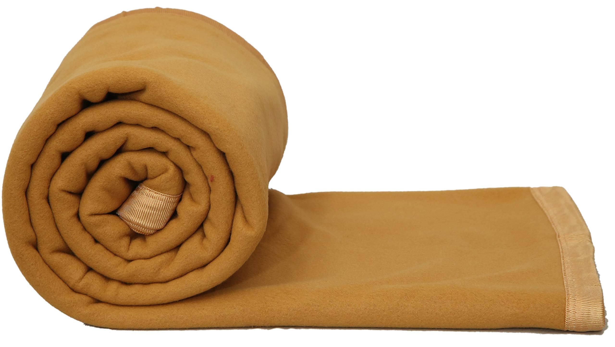 Huemic Modern Check All Season Polar Fleece Double Bed Blanket, 90x90 Inches - Camel