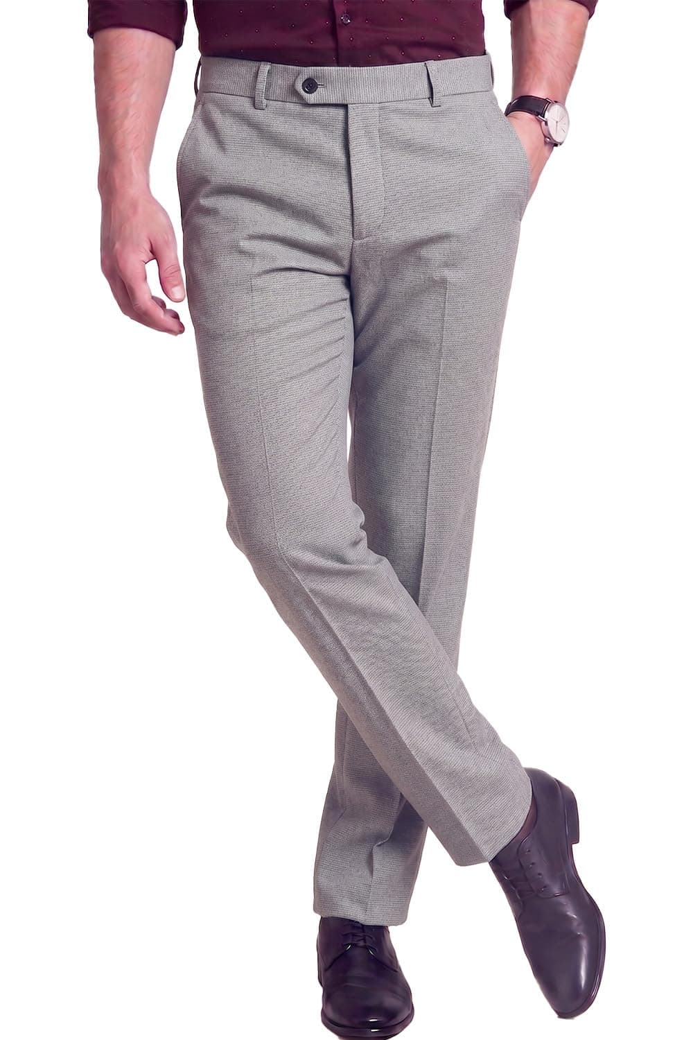 Peter England Men's Premium Formal Stretchable Knit Super Slim Fit Trouser | Comfort Lycra | 360-Degree Stretch