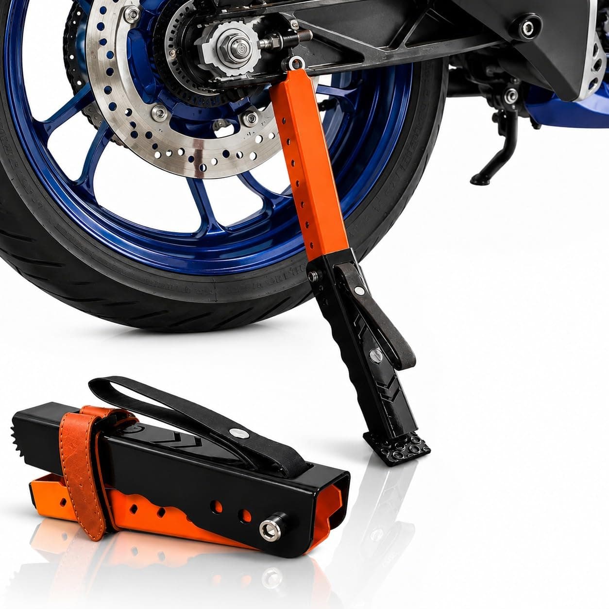 AYUOTOQi Moto Jack for Bike, Portable Motorcycle Maintenance Stand with Adjustable Height Lift for Chain Cleaning, Lubrication & Puncture Repair, Heavy Duty Wheel Jack, Easy to Use, Up to 400 kg
