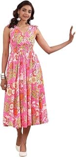 BIBA Women Floral Printed Kalidar Flared Dress