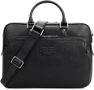 Da Milano Leather Laptop Bag for Men & for Women - Fits Upto 15" Laptop - Black (10063)