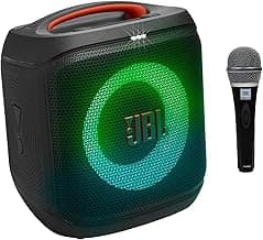 JBL Partybox Encore Essential2 with Free MIC (CSHM10- Wire not included) Wireless Bluetooth Party Speaker, AI Sound Boost, Dynamic Light Show, Upto 15H, Auracast MultiSpeaker support, Guitar+Mic Input