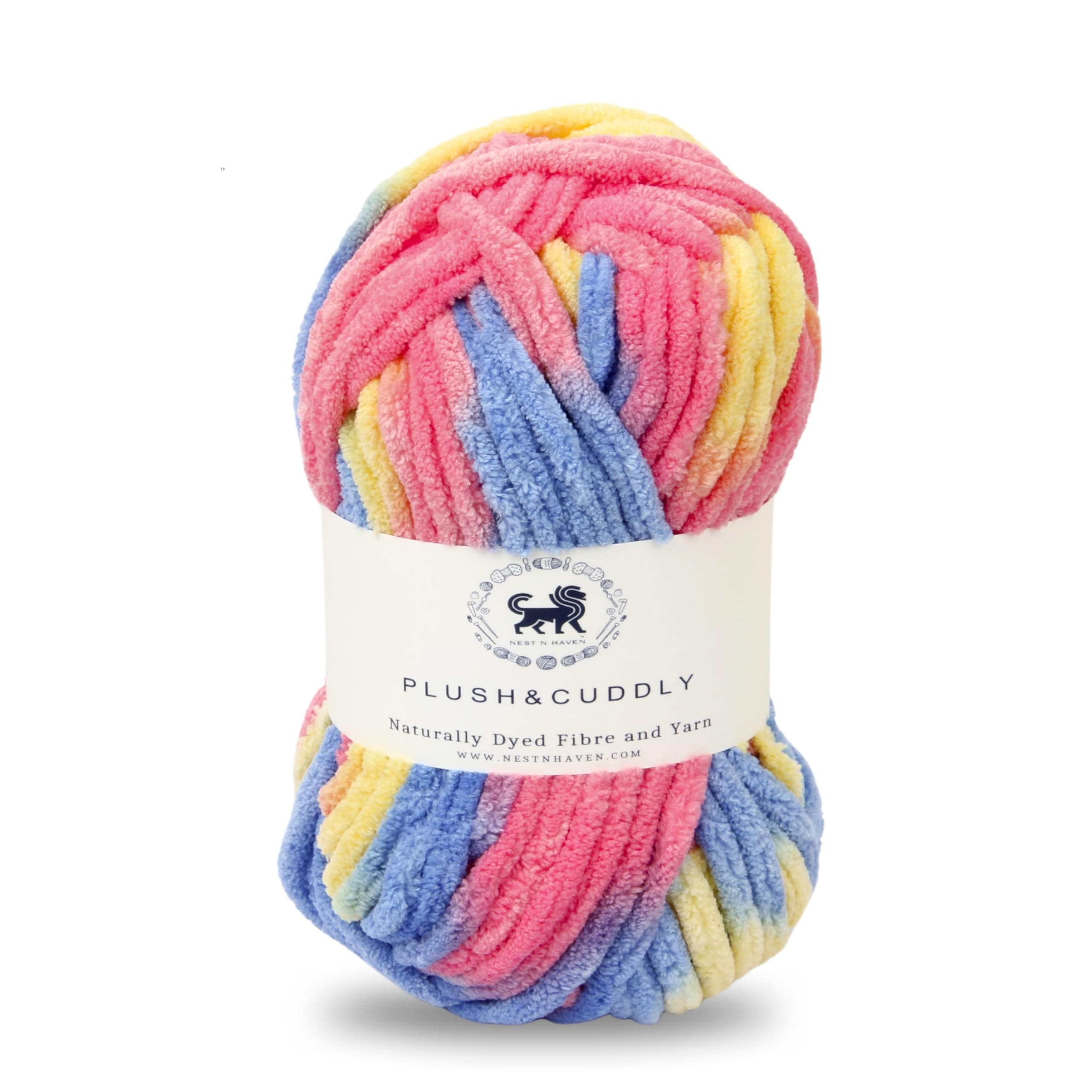 NESTNHAVEN, Plush & Cuddly, Chenille Yarn Supersoft Knitting Wool Ball, (1 Ball/100 Gram Each) Multi Colour Ball Suitable for Craft, Babywear, Baby Blankets, 5 Bulky, Shade no - NNHB001