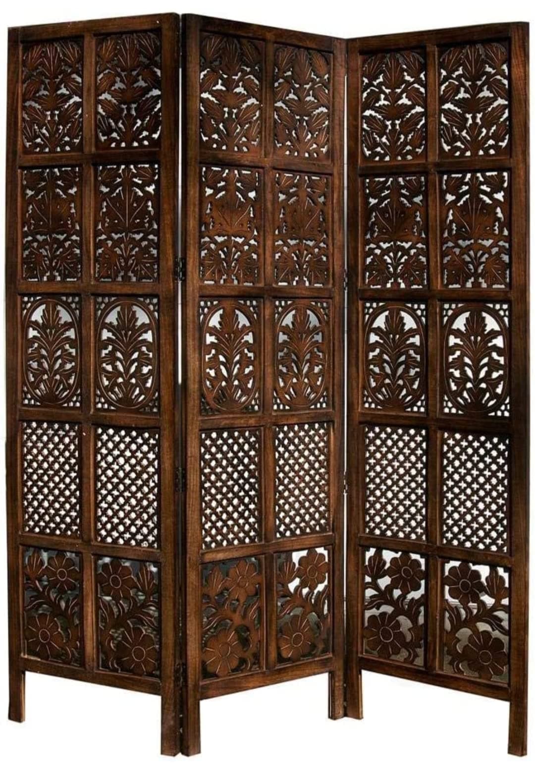 THEHEARTWILL® Wooden partition for Pooja Room/separators for Living Room/Wall partition/Room partition/Wooden partition for Living Room/Divider for Kitchen, Hall. (3 Panels)