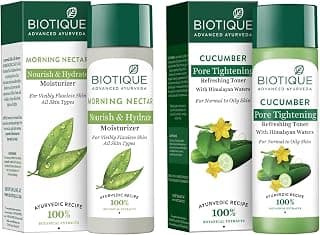 Biotique Bio Cucumber Pore Tightening Toner, 120ml And Biotique Bio Morning Nectar Visibly Flawless Face Wash, 120ml