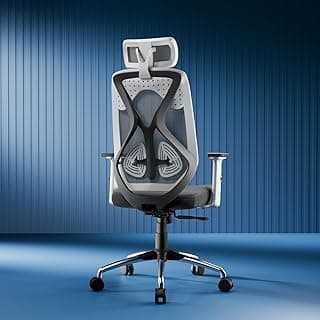 Vergo Transform Prime Ergonomic Mesh Office Chair, High Back, Lumbar Support, 2D Armrests, Synchro Tilt-Lock Recline, Heavy-Duty Metal Base, WFH/Study/Gaming (White Grey)