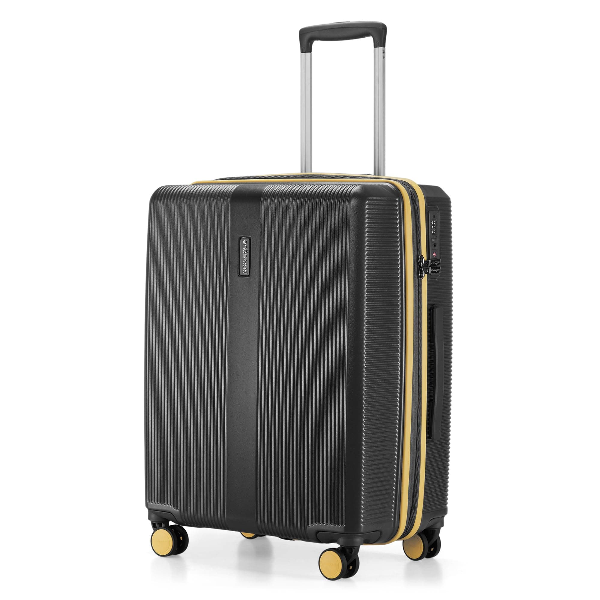 Provogue Primea Large Check-in Trolley Bag, 75 cm, 28 inch Suitcase, PC Hard Luggage, Anti-Theft Zipper, TSA Lock, Built-in Expander, Built-in Wet Pouch, 8 Wheels, 3 Years Warranty, Grey