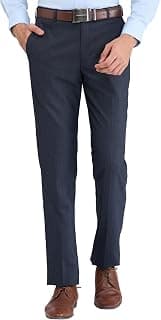 Park Avenue Men's Regular Fit Mid Rise Checks Pattern Poly Viscose Blend Flat Front Formal Trouser