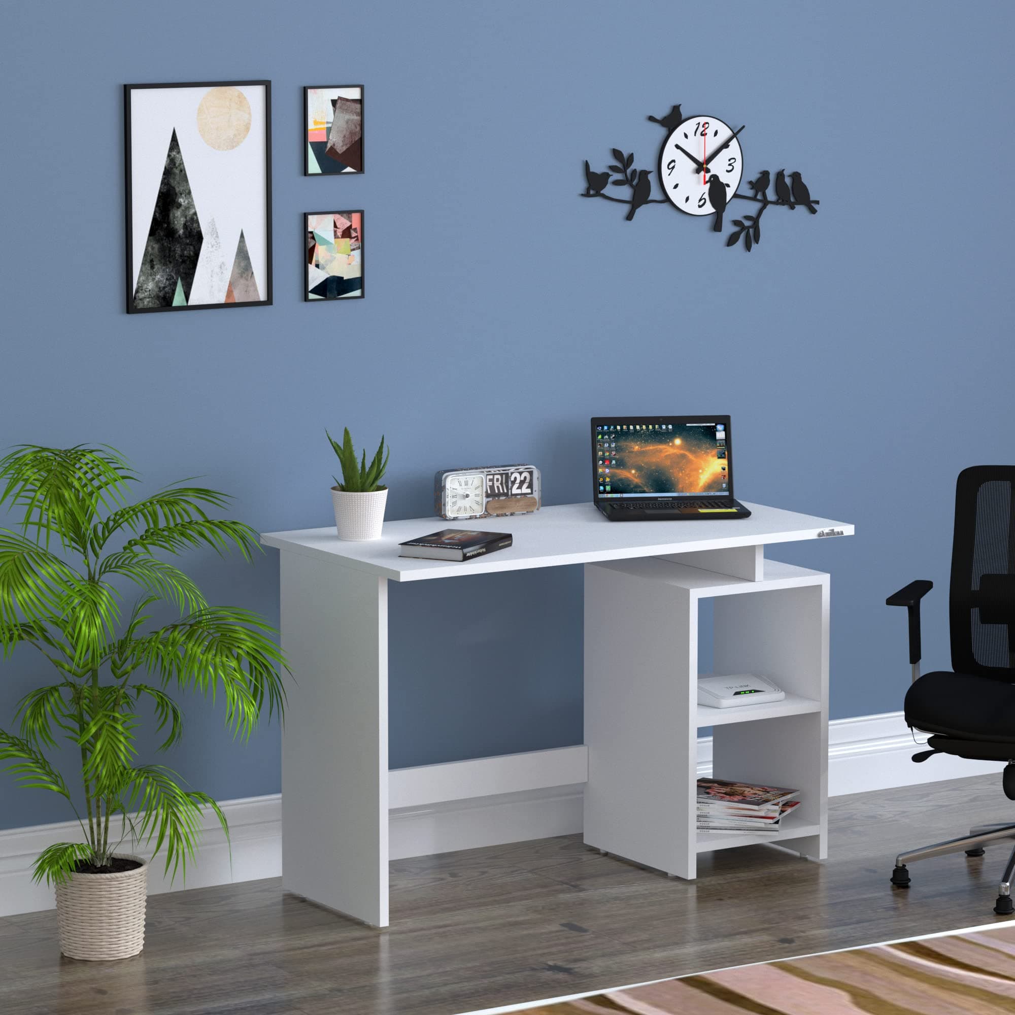 Anikaa Calisto Engineered Wood Study Desk | Writing, Computer, Office Table | Small Laptop Desk (White) (D.I.Y) Matte Finish