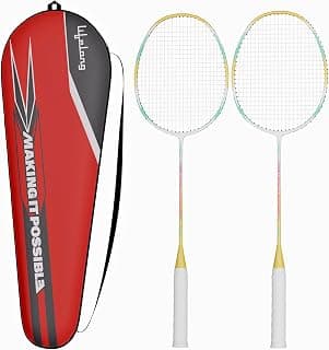 Lifelong Badminton Rackets Set of 2 | 87g Carbon Shaft Lightweight Badminton Racket | Badminton Racquet Racket Set with Badminton Bag | Beginner & Intermediate Badminton Combo for Family