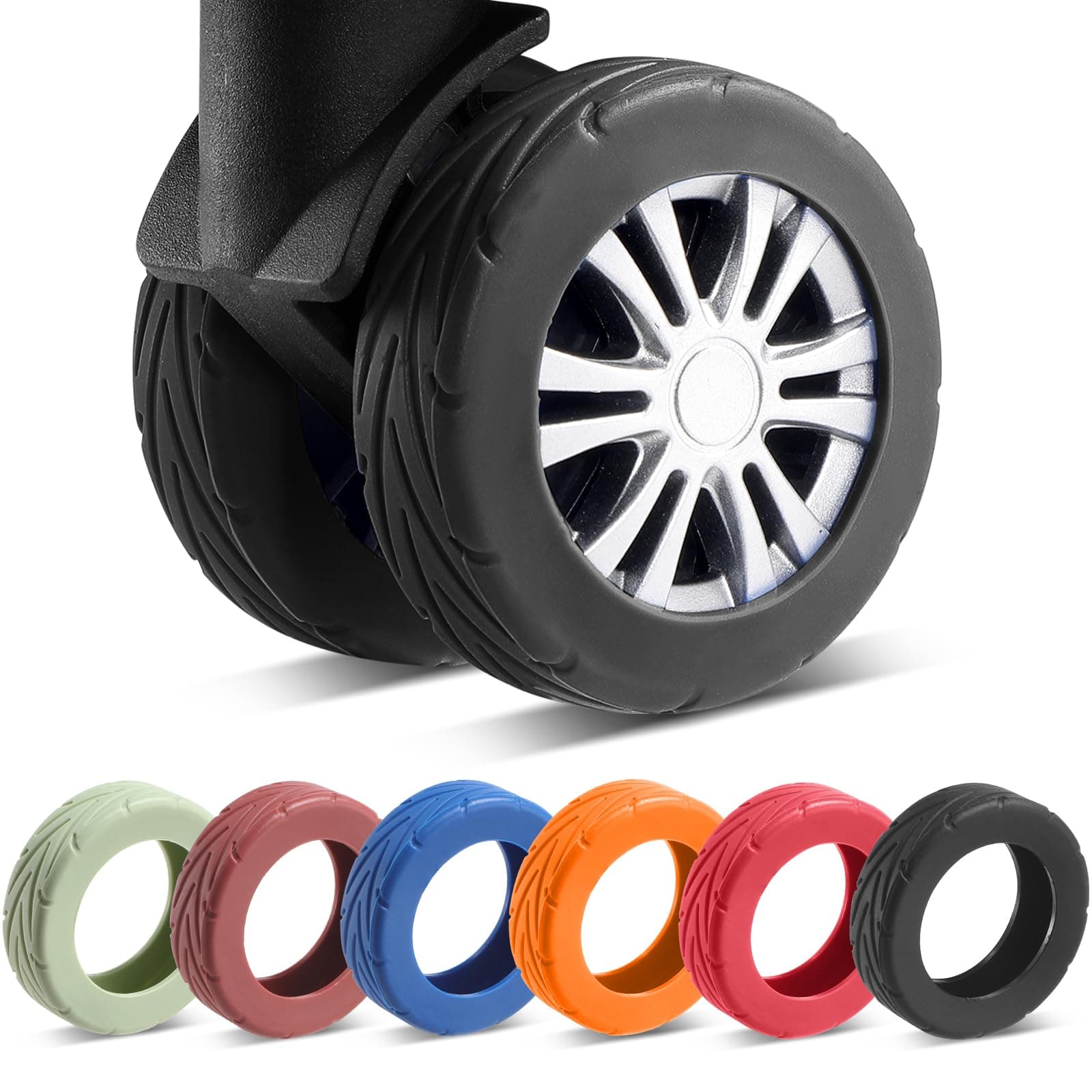 Wanzhuango Luggage Wheel Protector Covers, Black, soft
