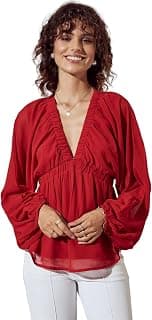 sassafras Red V-Neck Peplum Top
