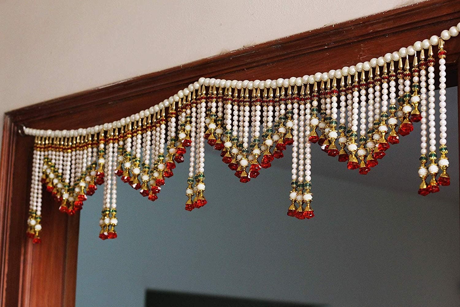 RR Crafts Bandhanwar Traditional Door Hanging Toran for Door Diwali Celebration Beads Toranam Hanging Latest Diwali Pooja Room Toran (3 feet, Multicolour)