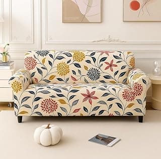 GRATIFY 3 Seater Universal Elastic Sofa Cover | 360° Fully Covered Anti-Slip Washable Couch Cover Protector | 140 GSM Stretch Fit Polyester + Spandex Slipcover (180-230cm/SC-001-03)