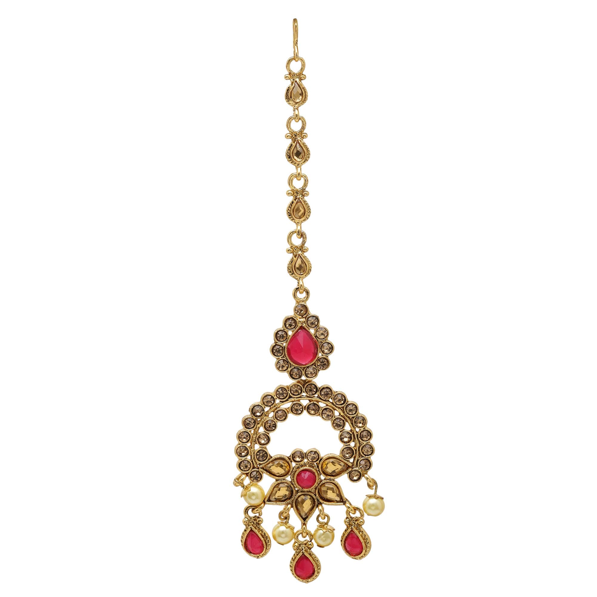 Shreyadzines Ethnic Wedding Bridal Traditional Chaand Bali Style with Pearls and Stone Work Maang Tikka for Women & Girls
