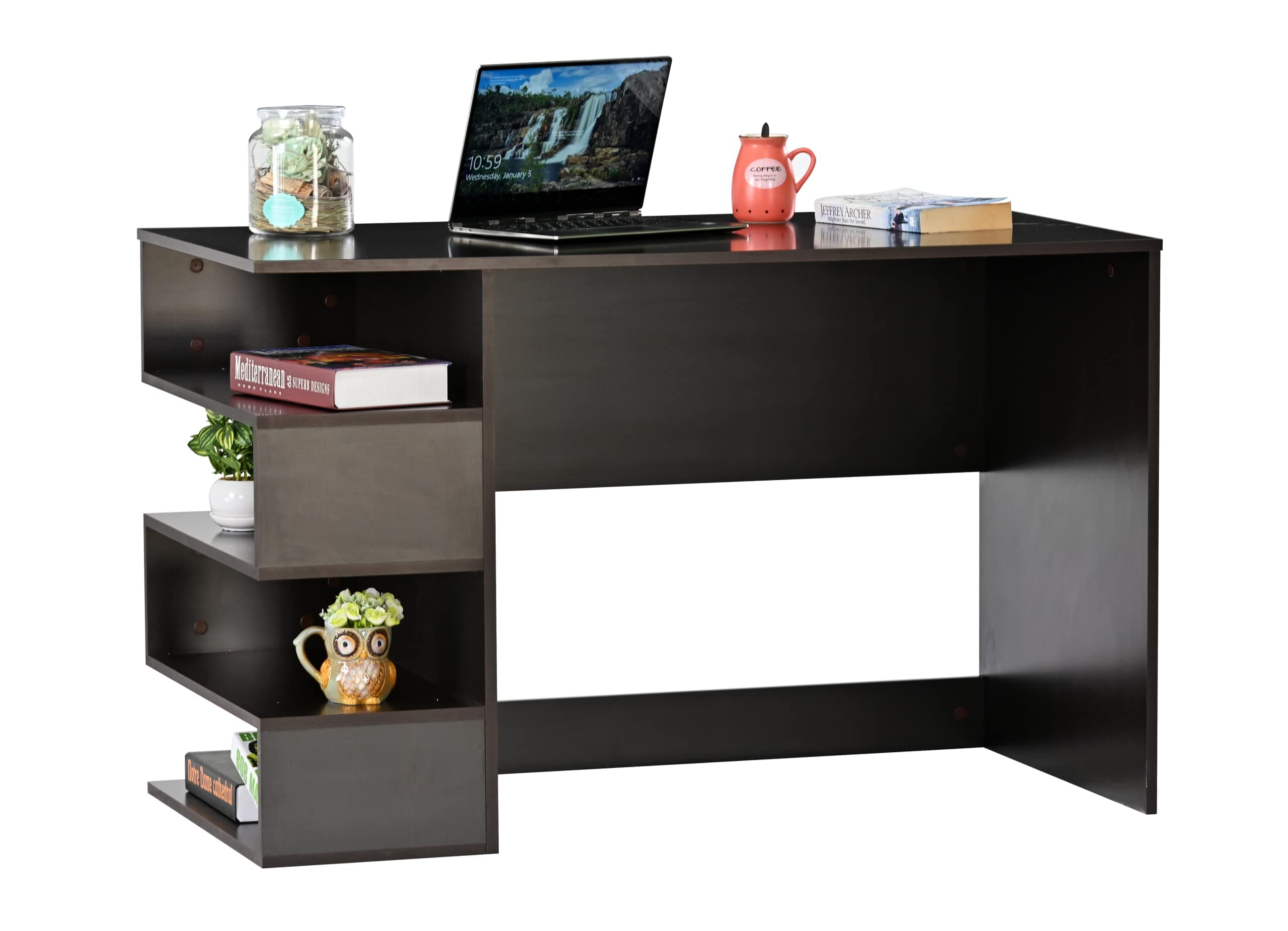 DeckUp Athena Engineered Wood Study & Computer Table and Office Desk (Dark Wenge, Matte Finish)