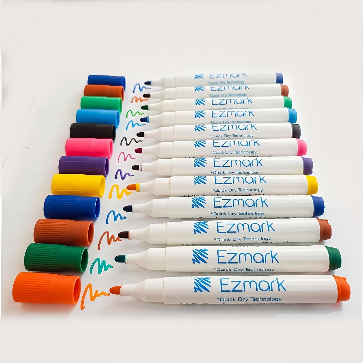 Ezmark - 12 Multi Colour Whiteboard Marker or Dry Erase Marker or Temporary Marker