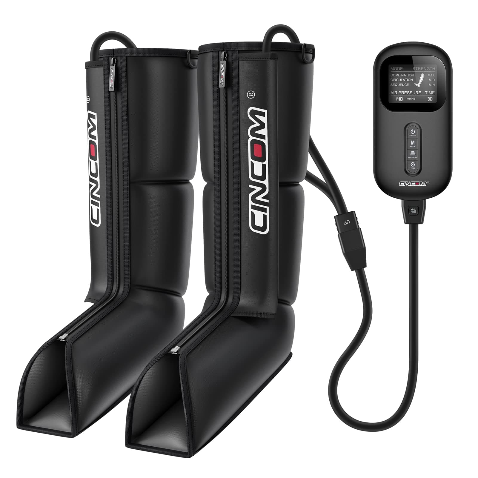 CINCOM Leg Massager for Circulation and Pain Relief,Corded Electric,Air Compression Boots Helpful for Relaxation,Swelling and Edema Gifts for Mom and Dad Athletes Recovery,Black