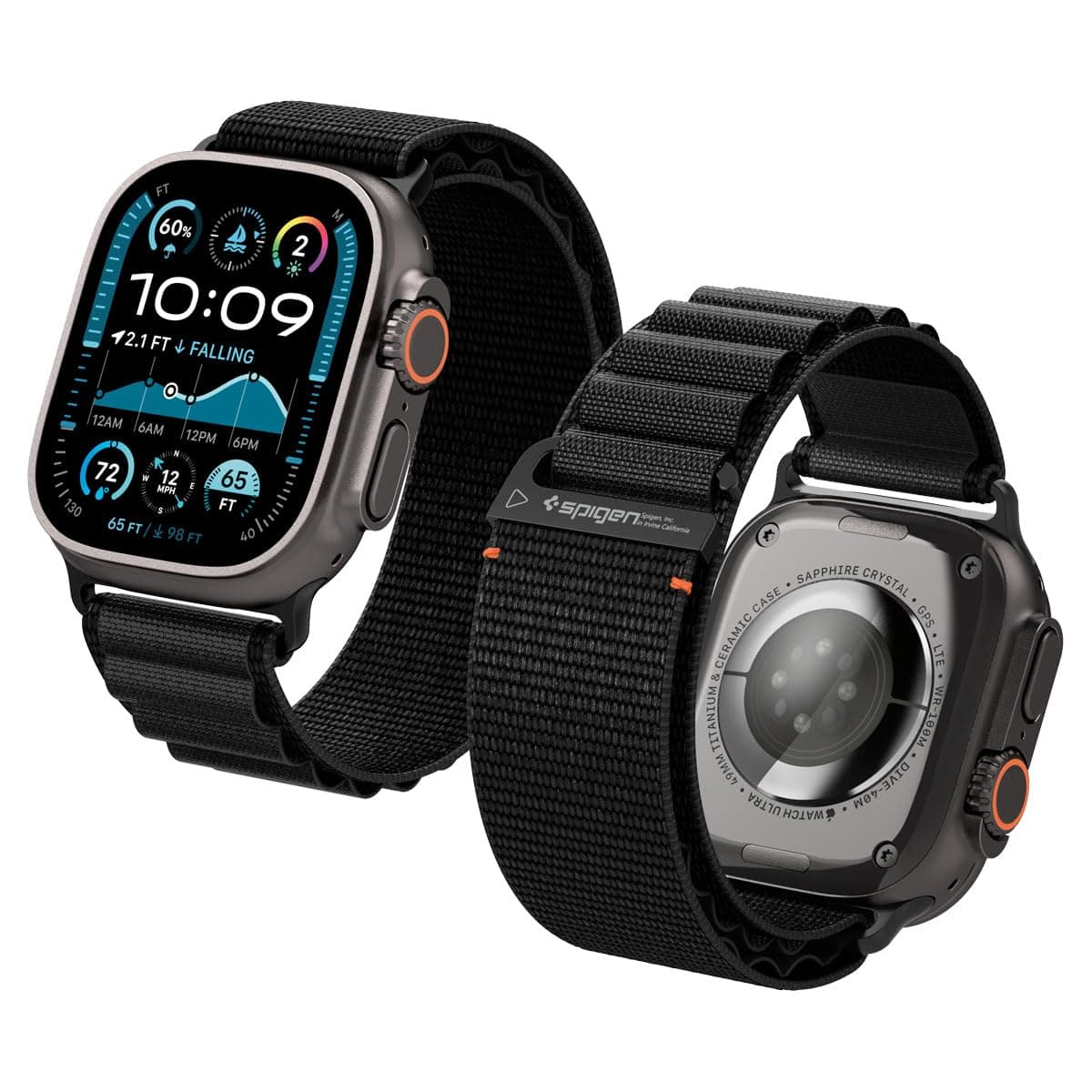 Spigen WBF1 Strap Band for Apple Watch Ultra 3/2/1(49mm), Series 11/10(46mm), Series9/8/7(45mm), SE3/SE2/SE/Series6/5/4(44mm), 3/2/1(42mm), Bold Accent&Airy Comfort