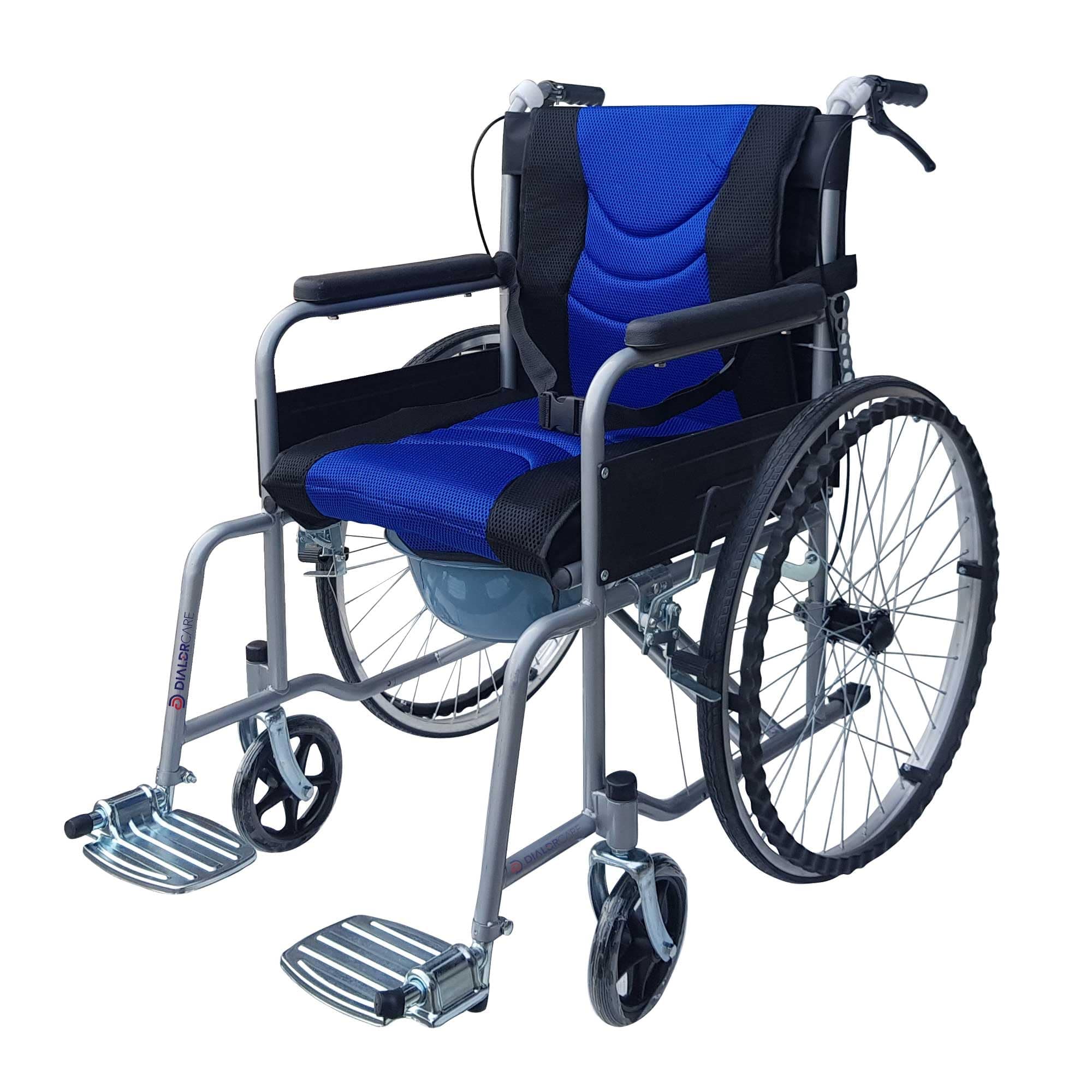 DIALDRCARE Wheel chair Cum commode Foldable Wheelchair with removable pot Elderly wheel chairs for old people -Load Capacity 90Kg