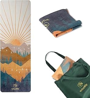 Wiselife MicroFiber & Natural Rubber Foldable Yoga Mat + Carry Bag | Extra Thick Extra Long Extra Wide Exercise floor Mat For Gym, Workout, Fitness | Natural Rubber Yoga Mat (1MM,Arbian Morning)