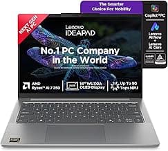 Lenovo IdeaPad Slim 5 AMD Ryzen AI 7 350 (24GB RAM/1TB SSD/14 (35.5cm)/WUXGA OLED/Lenovo AI Now/Copilot+ PC/Windows 11/MSO 365 Basic+Office 2024/1Yr ADP Free/Grey/1.4Kg), 83HX00A5IN AI Laptop