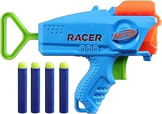 Nerf Elite Junior Racer Easy Play Dart Blaster, 4 Elite Darts, Outdoor Toys for 6 Year Old Boys & Girls