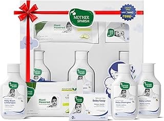 Mother Sparsh Natural Care Gift Set for Babies | Baby Gift Box of 5 | Baby Wipes (40Pcs), Baby Lotion (100ml), Baby Head to Toe Wash (100ml), Baby Shampoo (100ml) & Baby Soap (75g)