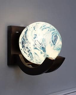 Twilight Zedo Wall Lamp, Wall Decor, Wall Hanging Wood Light/Lamp, Decorative Home, Living Room, Indoor/Outdoor Lighting, Diwali Decoration Items, E27 Sconces with Glass Shades (Blue) - Pack of 1