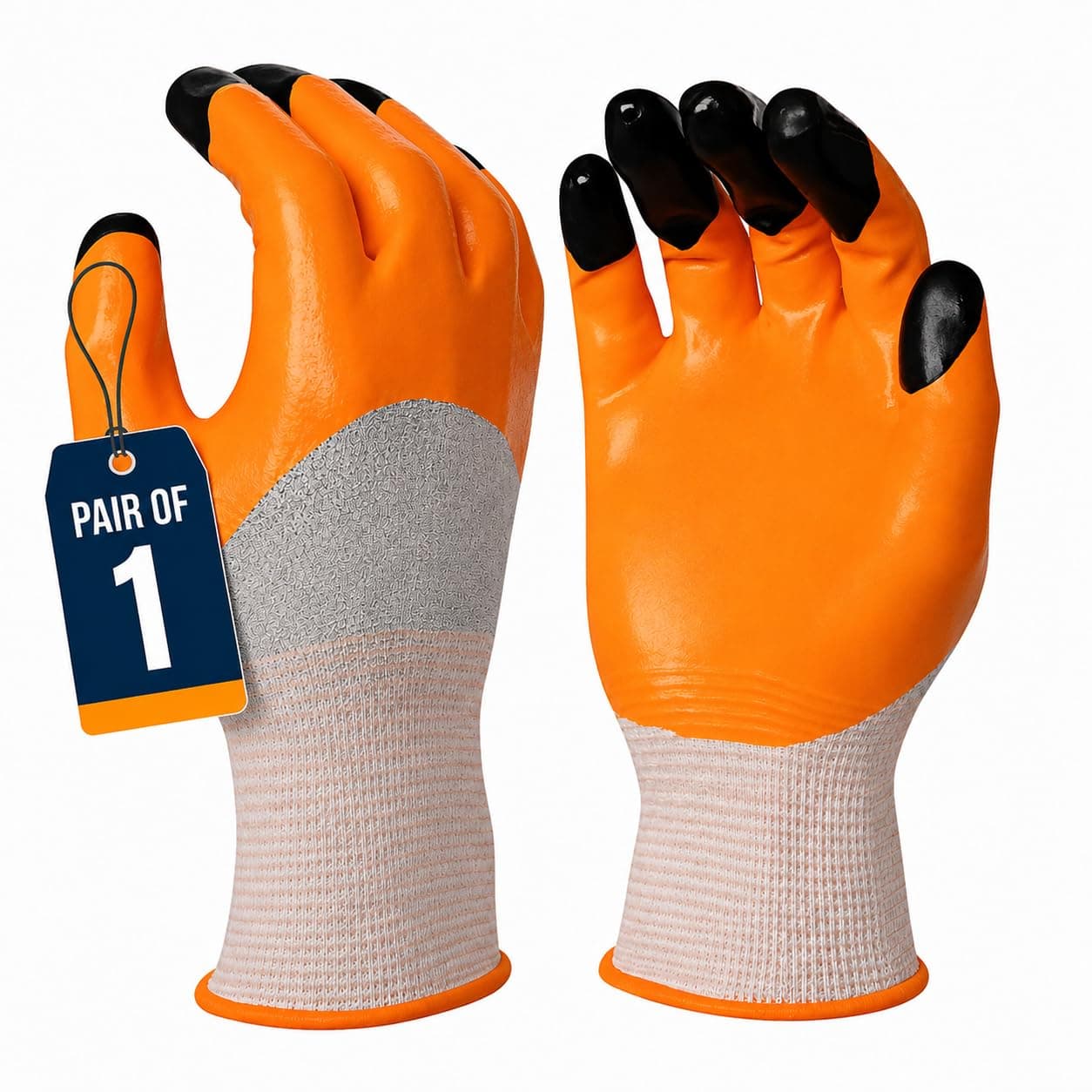 Soft Grip Gardening Gloves Latex Coated – Anti-Slip Thorn Resistant Safety Work Gloves for Gardening, Farming, Planting, Construction & Outdoor Work Orange (Pair of 1)