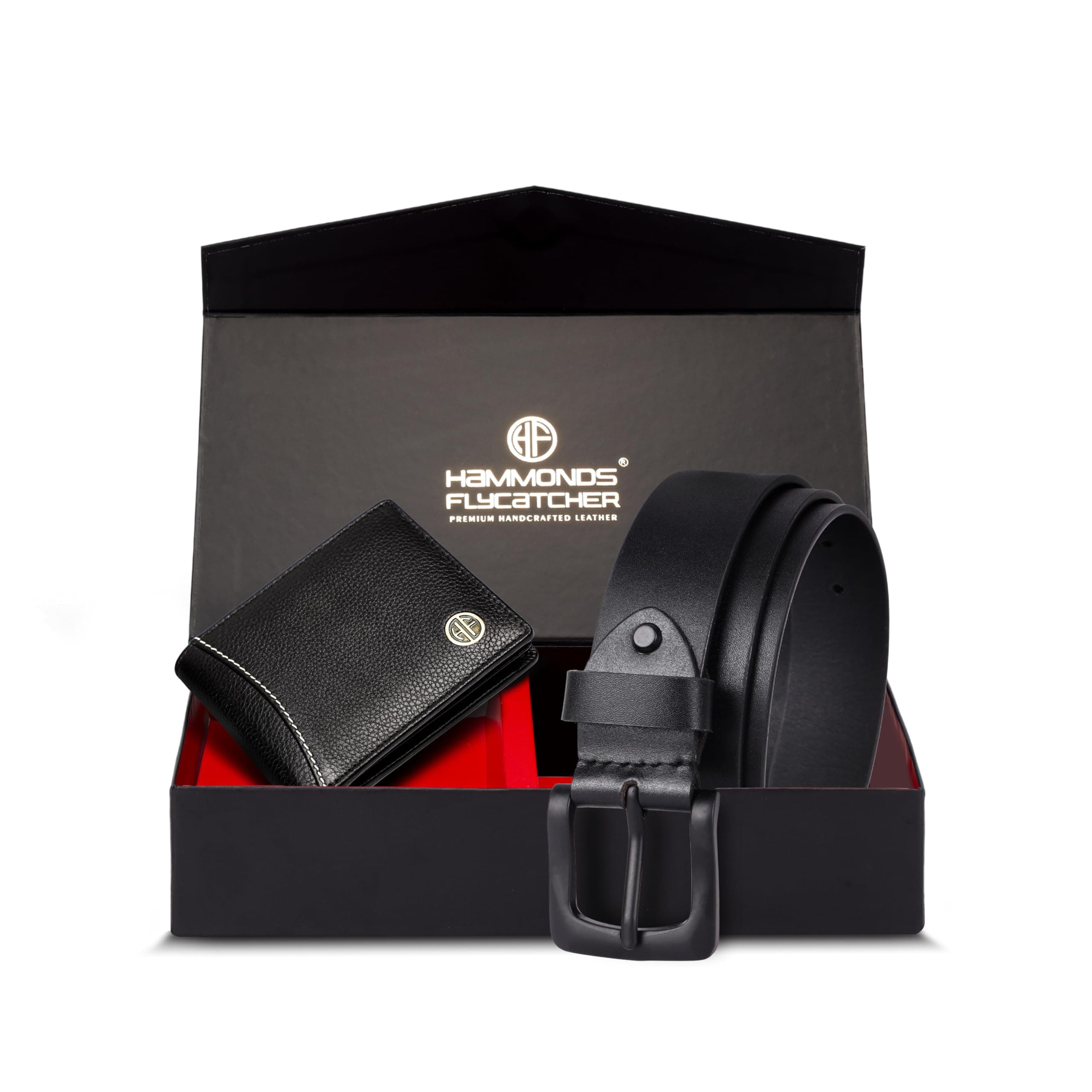 HAMMONDS FLYCATCHER Men Genuine Leather Black Gift Combo-Wallet & Belt Combo Box-Belt- Birthday Special & Unique Gift Ideas for Husband,Boyfriend,Teachers,Father -,Black
