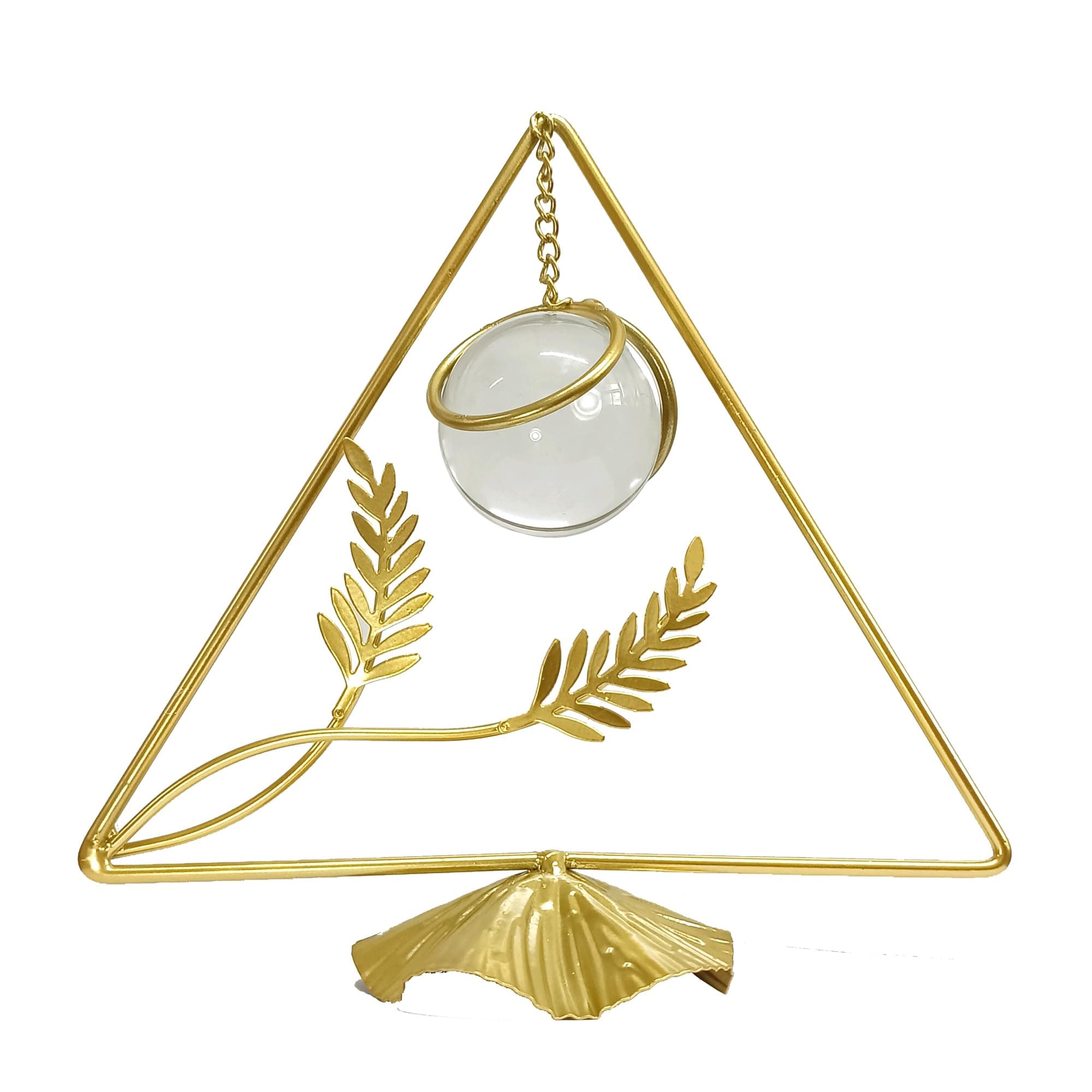 DASNDAS Crystal Ball Ornament, Clear with Gold Metal Stand, Modern Simple Abstract Style Firm Frame Fortune Teller Crystal Ball with Stand for TV Cabinet (SMH - 9)