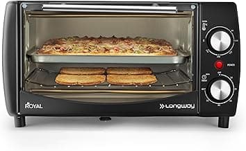 LONGWAY Royal OTG 12 Ltr Oven Toaster Griller with Heating Modes | Temperature Timer Control for Baking Pizza, Cake, Grilling Chicken & Toasting Bread|2 Years Warranty (1000 W, Black)