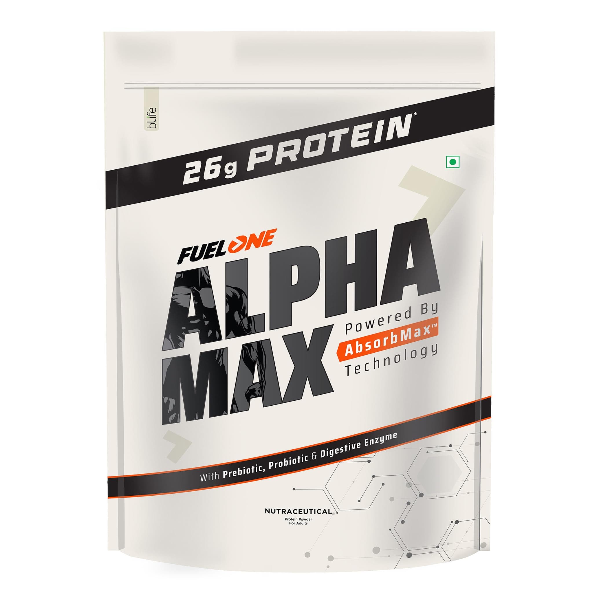 FUELONE Alpha Max Protein Blend, Cold Coffee, 1kg (2.2lbs) | 26g Protein Per Scoop | 5.28g BCAA, 3.23g Glutamic Acid