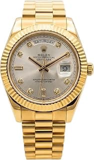 Generic Luxury Men's Day-Date Analog Watch | Gold Stainless Steel Strap | Silver Sunburst Dial | Quartz Wrist Watch | Premium Formal & Casual Timepiece