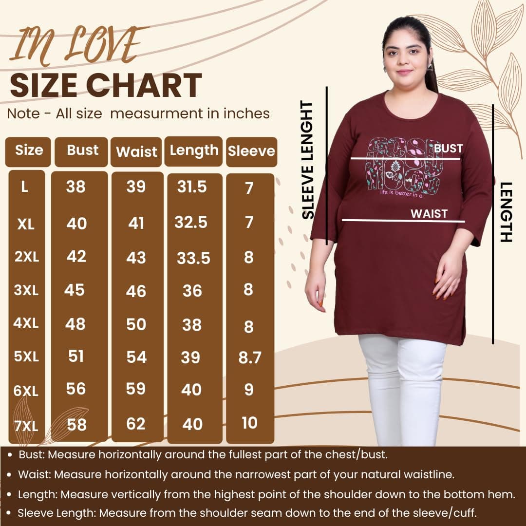 RYSH Women's Printed Cotton Plus Size Longline T-Shirt with Pockets | Cotton fabric - soft longline T-shirt with easy plus-size fit