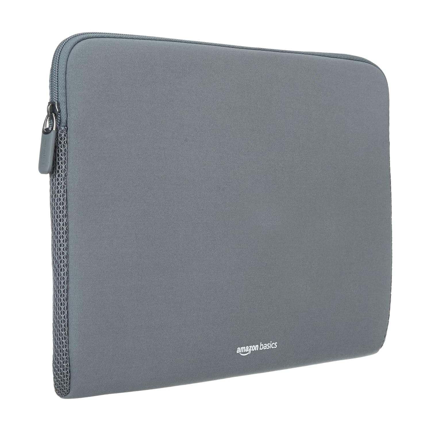 Amazon Basics Laptop Bag Sleeve Case Cover Pouch for 15-Inch, 15.6-Inch Laptop for Men & Women | Slim Profile Neoprene, Soft Puffy Fabric Lining, 360° Protection, Smooth & Premium Zipper (Grey)
