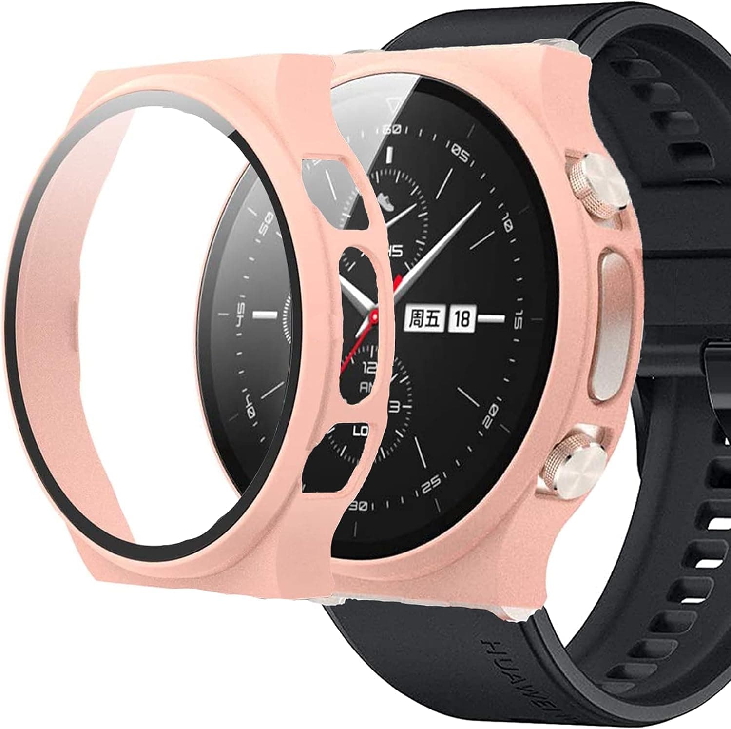 OBOE Screen Protector Case PC Cover Compatible with Huawei GT2 Pro ECG Watch (Matte Pink) [Watch NOT Included]