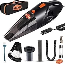 WOSCHER AutoVac Pro High Power Auto Car Vacuum Cleaner for Deep Cleaning, Hand Held Portable Car Vacuum with DC 12V, 140W Vacuum Motor & Powerful Suction 5000PA, Black