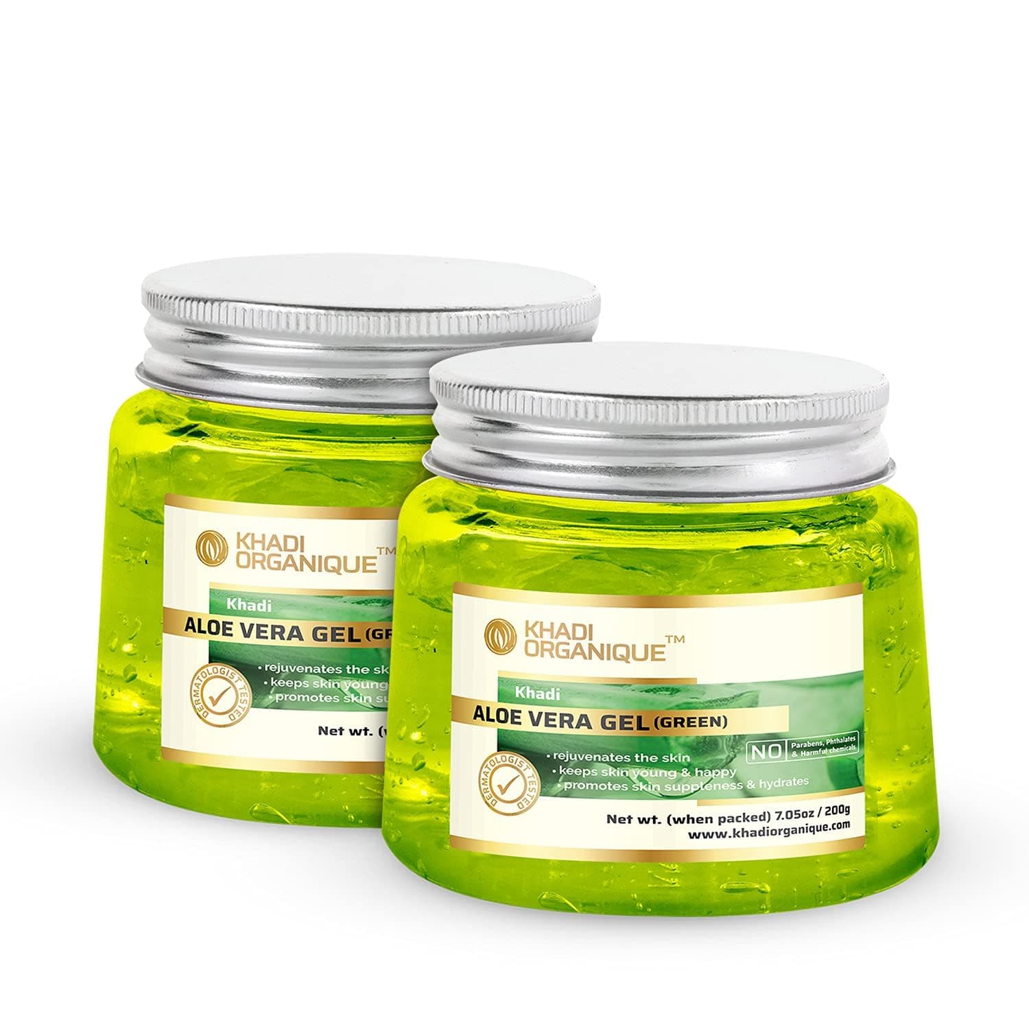 Khadi Organique Aloe Vera Green Gel Face & Body Treatment, 400 g (Pack of 2)