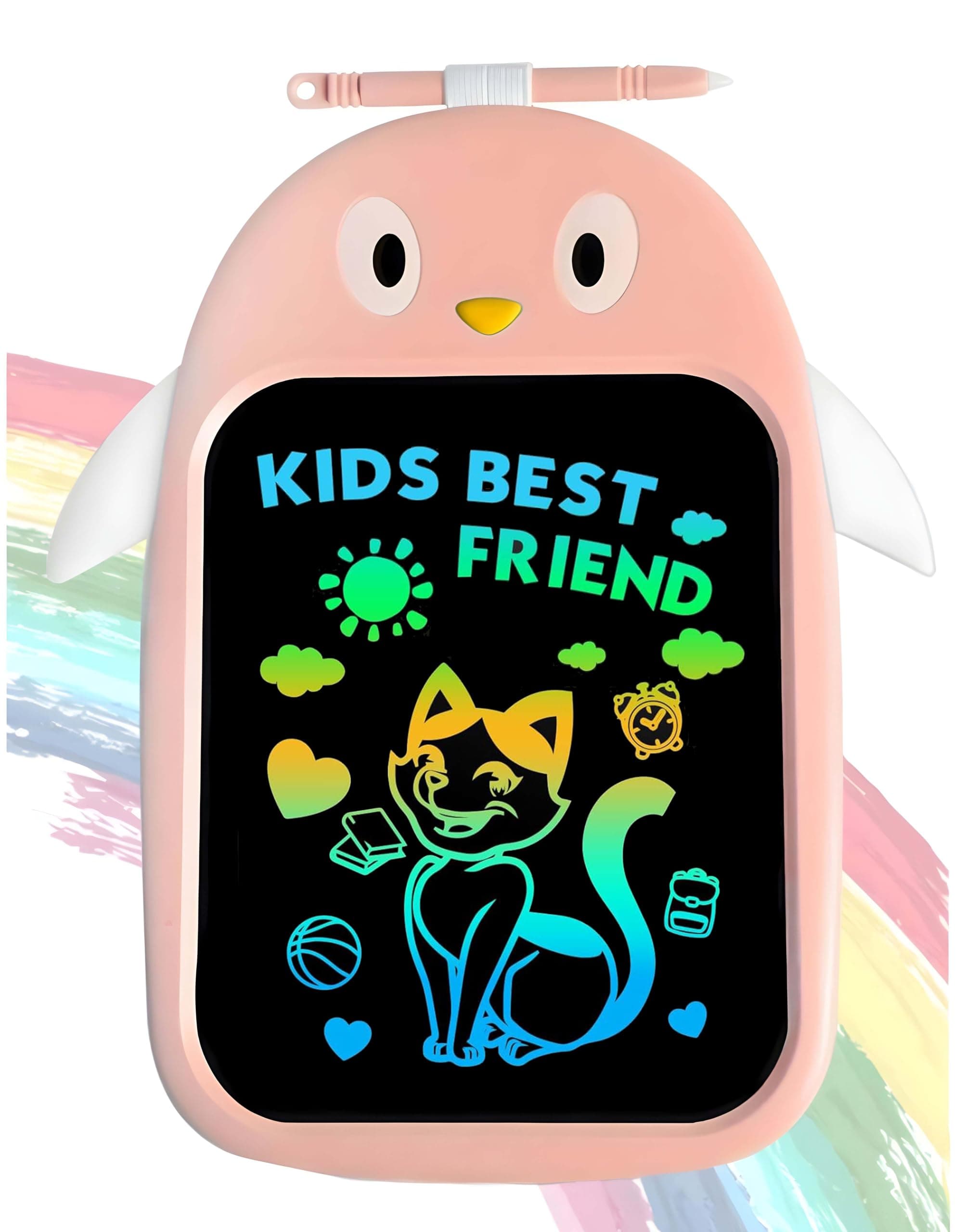 Toyshine Writing Tablet 8.5 Inch Colorful Screen Doodle Board for Ages 3+ Kids Toys, Electronic Drawing Board Kids Doodle Pad Educational and Learning Toys Girls Boys Gifts (Pink)