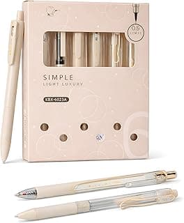 Toyshine 6 pcs Kawaii Click Action 0.5mm Neutral Pens Set High Aesthetic Value Fast Drying Kids Stationery Gift - Beige