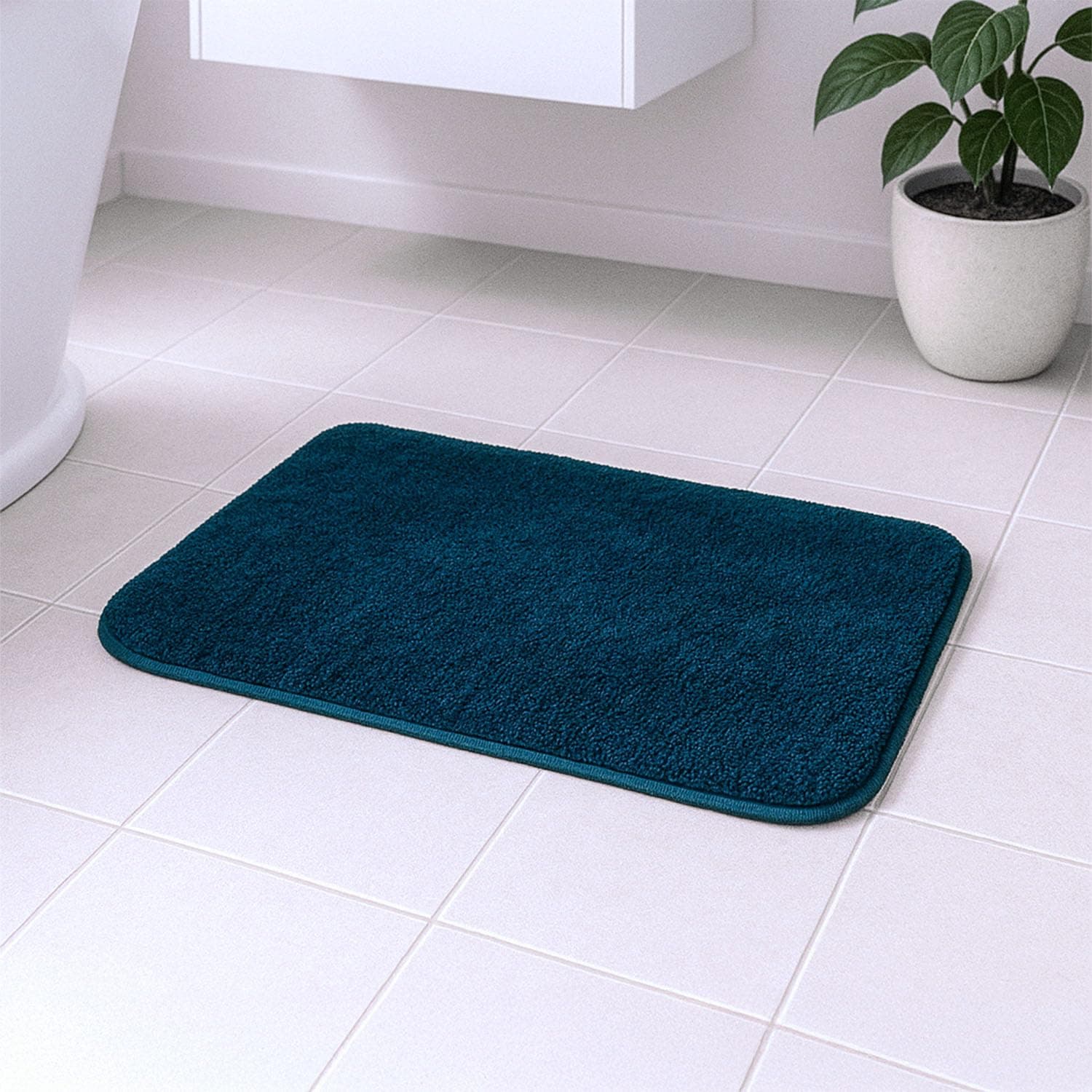 Earthy Fables Soft Microfiber Bath Mat - Cut Pile, Quick Dry, Anti-Skid, Water Absorbent, Non-Slip, Machine Washable Floor Rug, Shower Mat, Door Mat for Bathroom, Bedroom, 60x40 cm - Teal