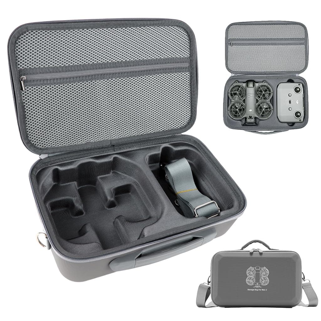 ZORBES® Compatible with DJI NEO 2 Drone, Custom-Mold Drone Storage Case Bag Shoulder Carry Bag with Handle, Built in Mesh Pocket, Waterproof Anti-Scratch PU Drone Accessories