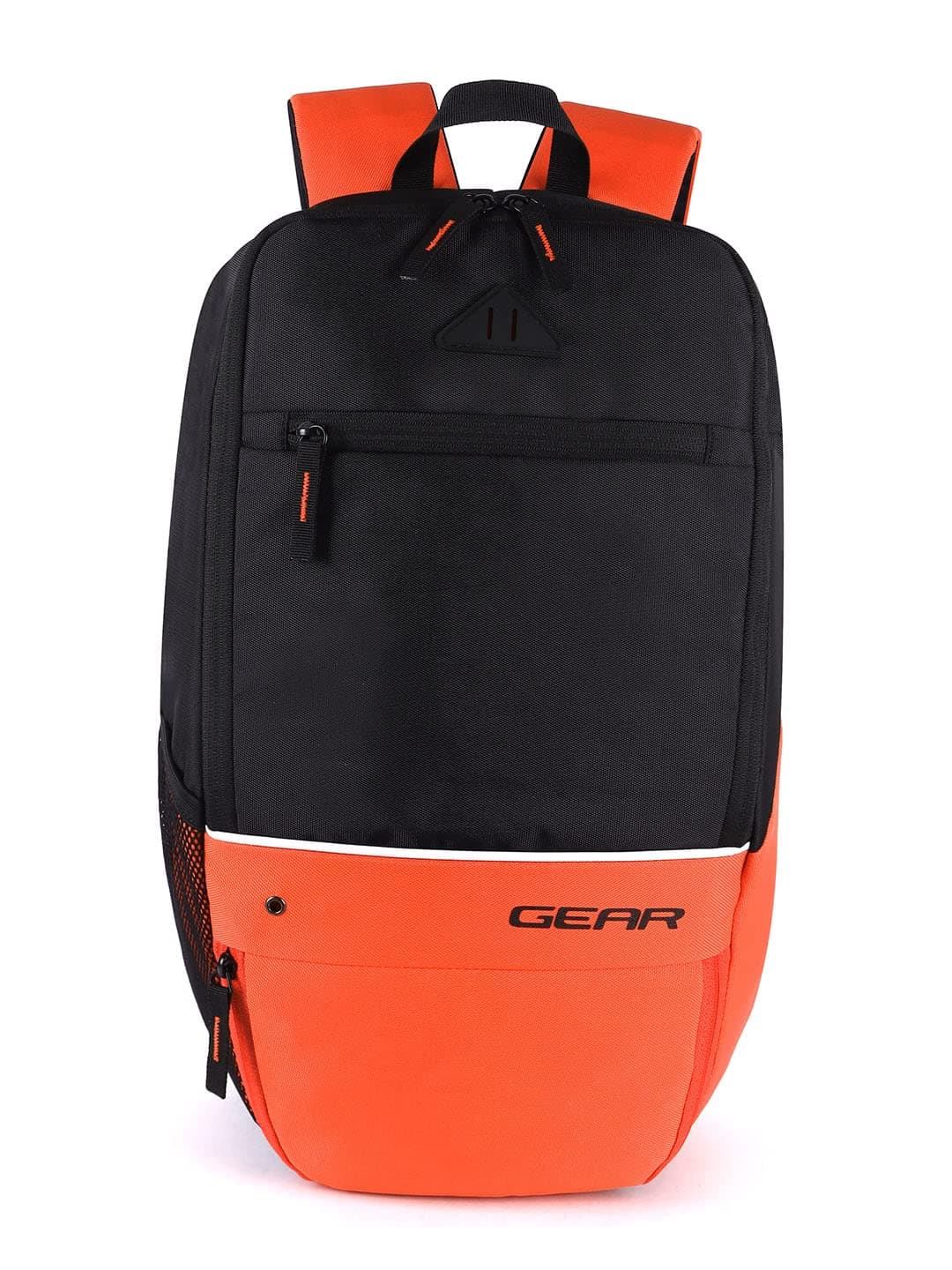 Gear Superior Xl 16L Samll Water Resistant School Bag/Casual Standard 4 Compartment Backpack/College Bag/Sports Bag With Shoe Compartment For Men/Women (Black-Orange)
