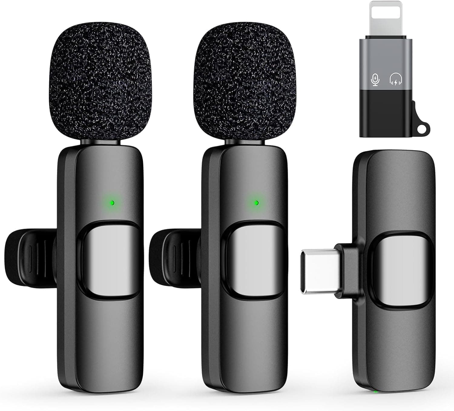 PESOMA Wireless Mic with Noise Cancellation | Dual Channel Mic Wireless | Microphone for Video Recording, YouTube, Vlogging, Live Streaming | Charging Case Included-K9-Black