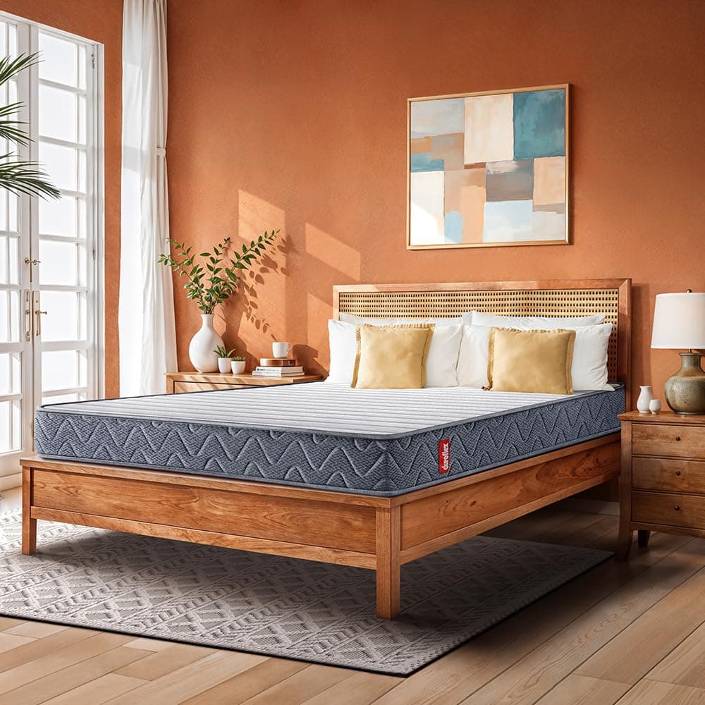 Duroflex LiveIn Bounce - 6 Inch Pocket Spring Mattress Double Size, 3 Zone Roll Pack Mattress for Zero Motion Transfer, Medium Soft Firmness with Cotton Felt Layer, (75X48X6 Inches)